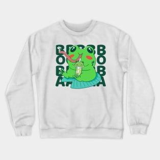 Kawaii Frog Drinking Boba Tea Crewneck Sweatshirt